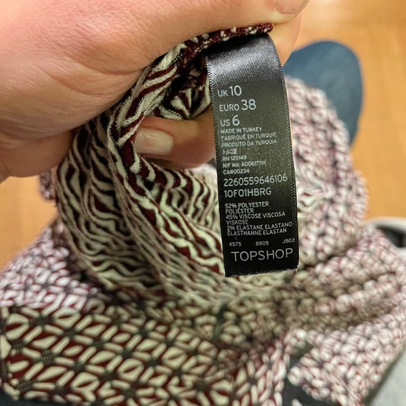 Topshop high neckline patterned dress size 6 - Picture 3 of 5